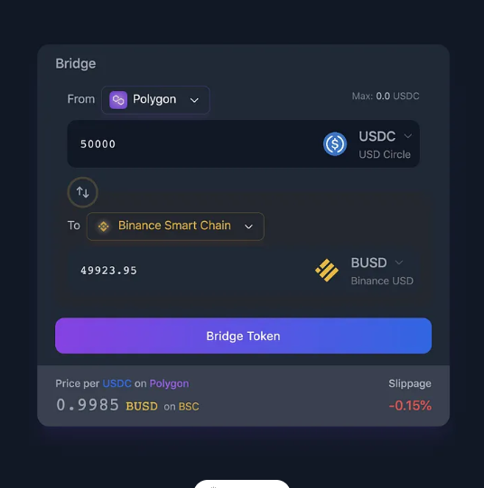 Bridge & Swap feature on Synapse Protocol