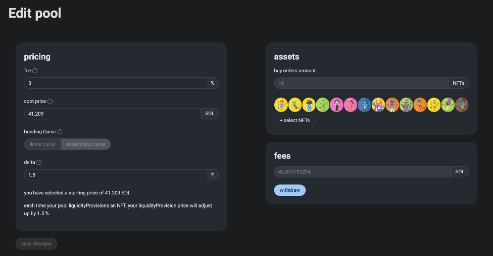 LPs can adjust the fee for each of their Pools