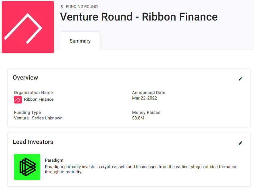 ribbon finance fundraising