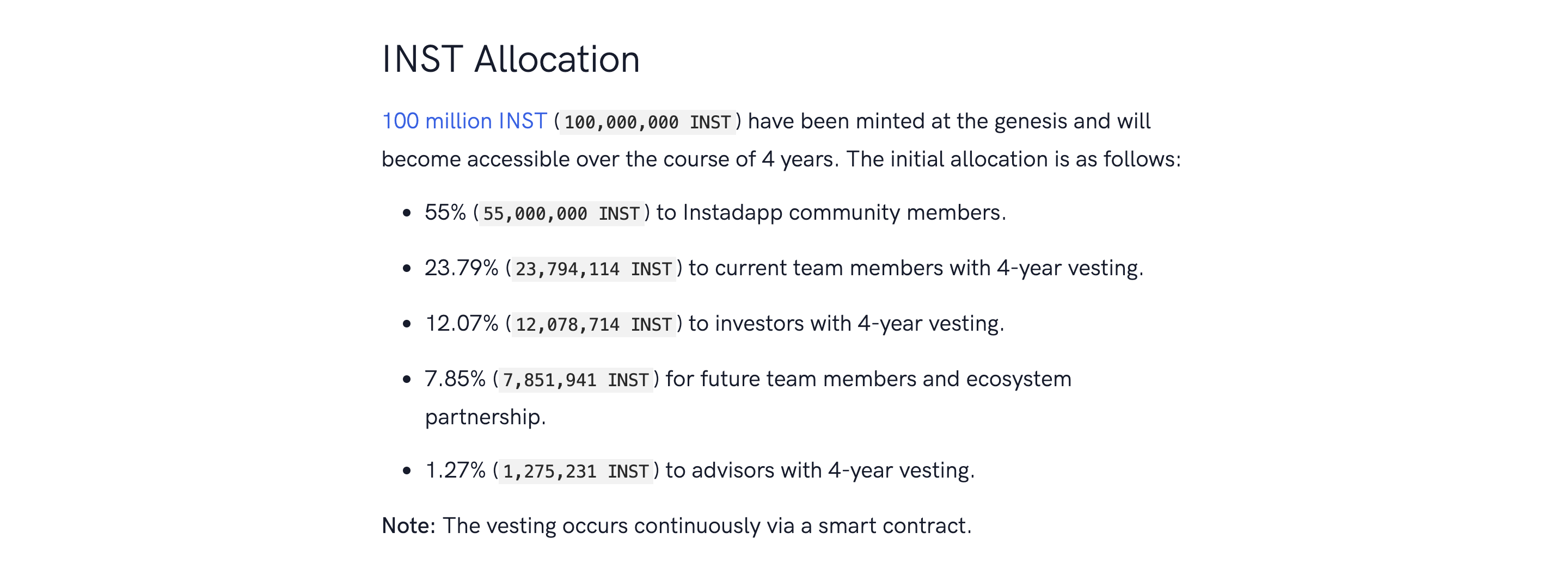 instadapp token allocation