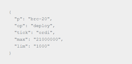 Example of the JSON code attached to each Satoshi