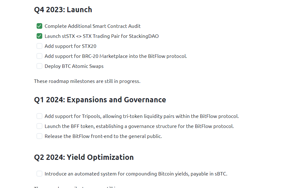 Bitflow Road Map